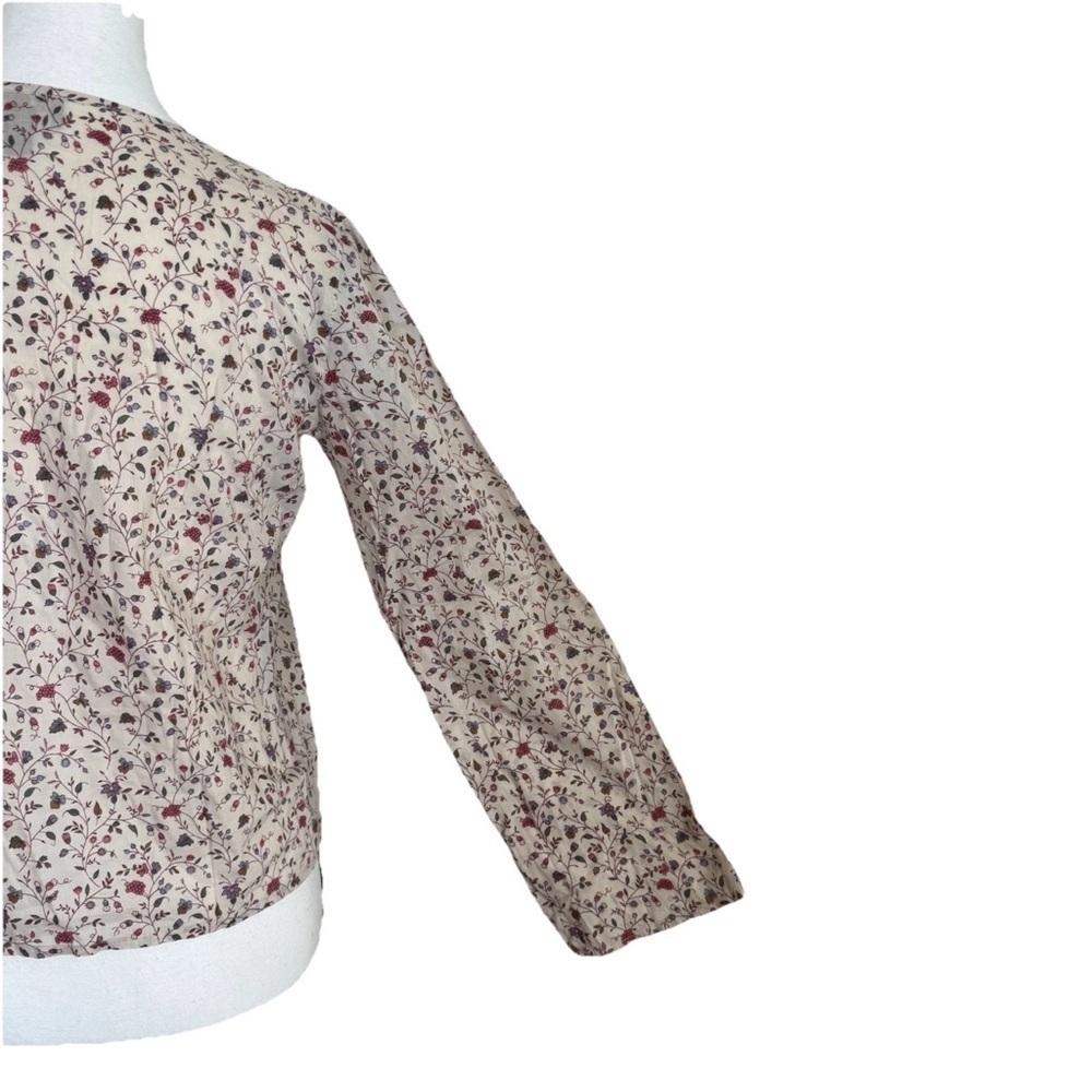 Vintage Polo Jeans Co Ralph Lauren XS Floral Blouse Cotton Long Sleeve Cream Y2K - Picture 5 of 8